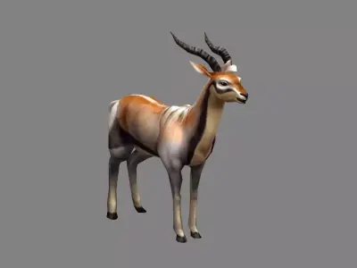 Cartoon gazelle Low-poly 3D model