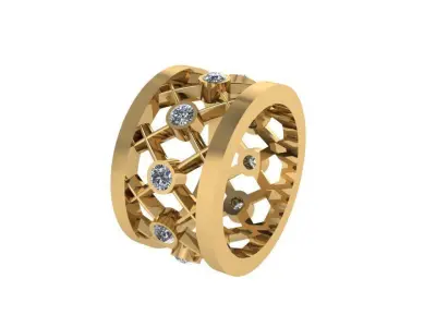 Grid Earring Ring Set 2427 3D print model