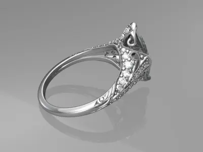 Art deco ring 3D print model 16