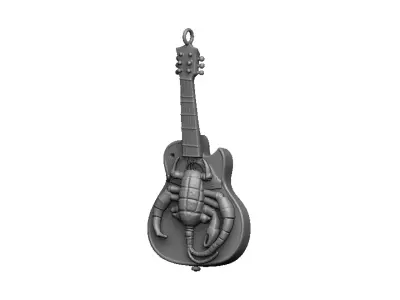 guitar scorpion pendant 3D print model