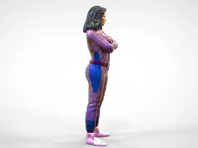 N5 Woman Race Driver Standing 3D print model