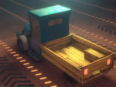 Truck model for movies and game engines Low-poly 3D model