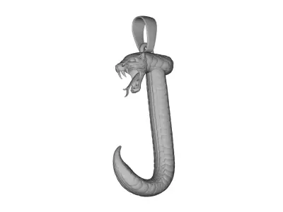 High Detail Snake Letter J Pendant Sculpted Resin 3D Print Model 3D print model