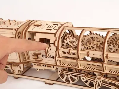 3D Wooden Locomotive Train Puzzle Model Kit 3D model
