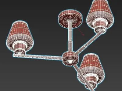 goreyn three light fixtures with brass and glass shades 3D model