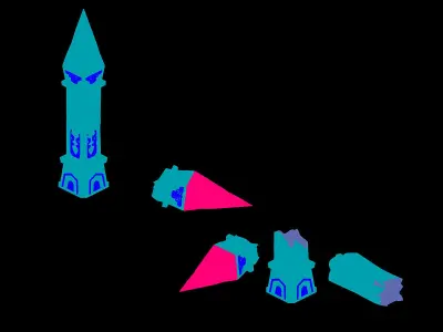 Stone tower with three spikes 3D model