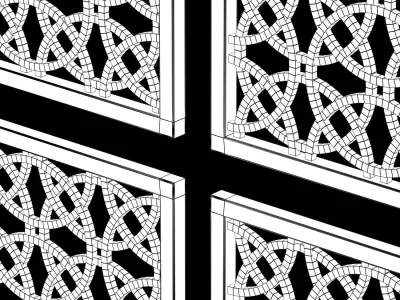 Wood Arabic Islamic pattern decorative grill screen 3D model purchase