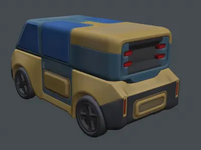 Futuristic stylized van  Low-poly 3D model