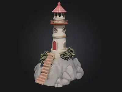 Lighthouse Haven  Guiding Light Amidst Endless Seas 3D model