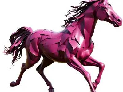 Magenta Metallic Horse model pack Low-poly 3D model