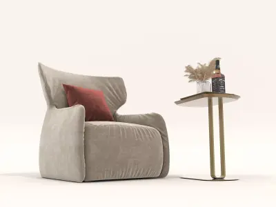 Modern Coffee Table and Armchair Set 54 3D model