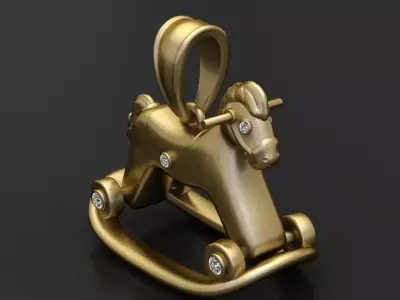  Gold rocking horse pendant 3D printable model  3D print model