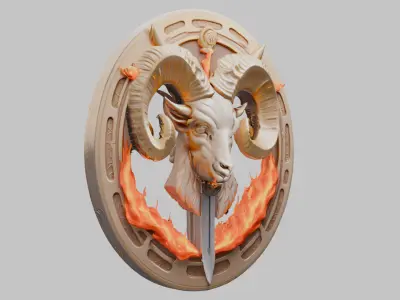 Goat Fire Emblem Low-poly 3D model