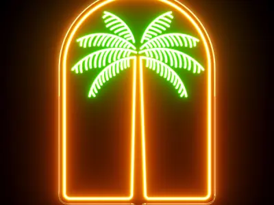Palm Tree Neon Sign 3D model