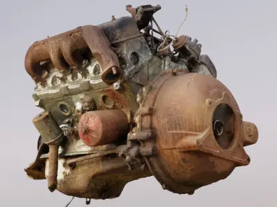 Old Rusty Y-Block V8 Engine Scan 3D model