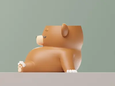 DREAMER BEAR - PLANTER- Plant Pot 3D print model