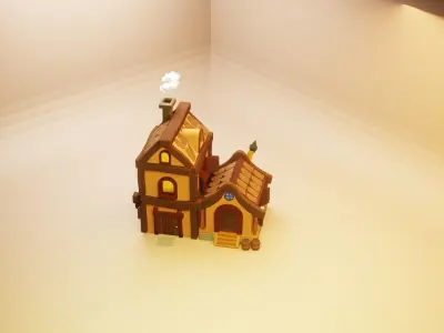cartoon village house  Free 3D model