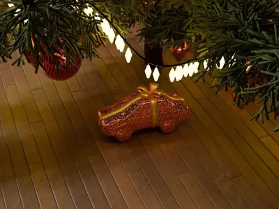 Gift toy car in festive packaging Free low-poly 3D model