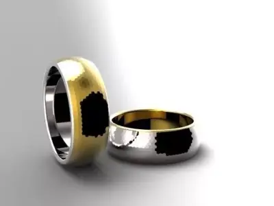 Ring two gold and silver rings Free 3D print model
