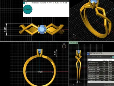 SOLITAIRE diamond ring with render details 3D print model