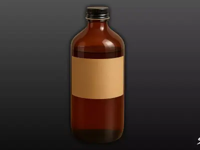Amber Glass Bottle Low-poly 3D model