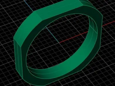 Golden Geometric Wedding Ring 3D print model