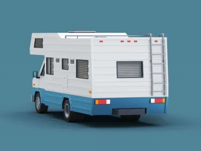 Cartoon Stylized Camper Van Classic Low-poly 3D model