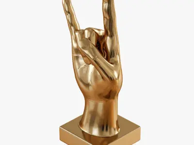 Figurine hand rock on table top 2 3D model