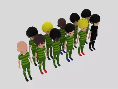 Green Soccer - Football Team Low-poly 3D model