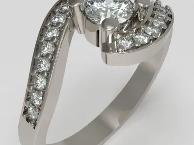 Bypass soltaire engagement ring 3D print model