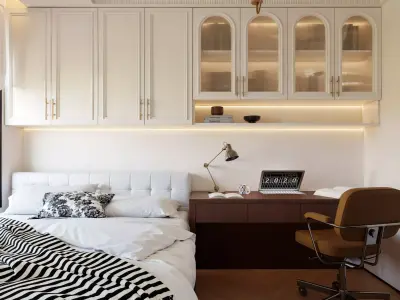 French Style Bedroom with Built-in Storage 97 3D model