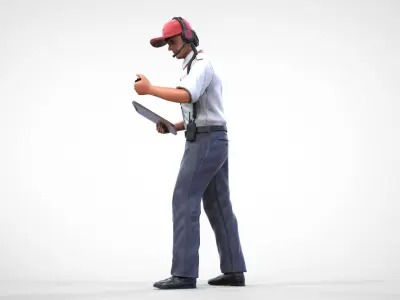 Race manager or pit member with stopwatch and clipboard 3D print model