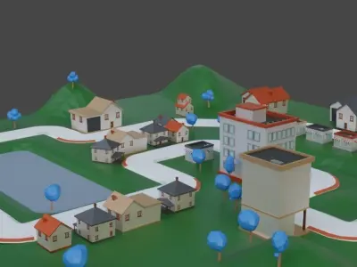 Low Poly Race Track For Racing Game Low-poly 3D model