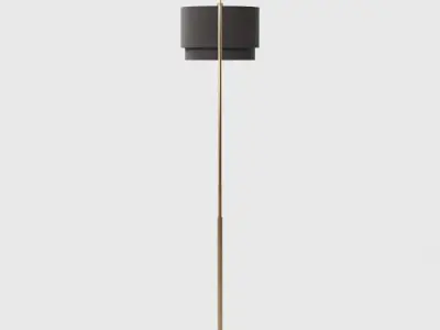 Meryl Arc Brass Floor Lamp with White Shade 3D model