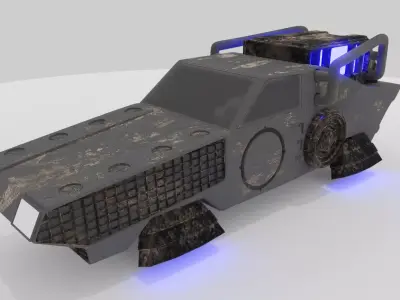 Hovercar armored vehicle with lights Low-poly 3D model