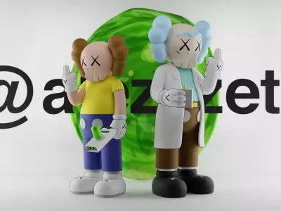 Kaws Rick Sanchez x Morty Smith Middle Finger Textured Low-poly 3D model