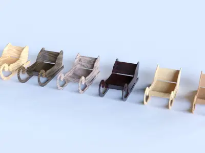 Wooden Toy Sleigh 3D model