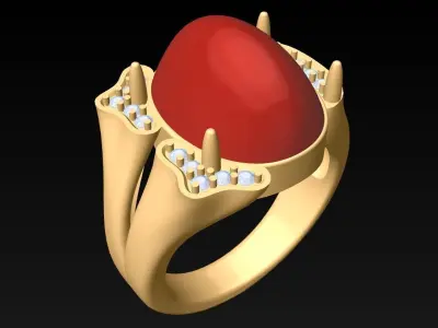 Oval Stone Ring - GN293 3D print model