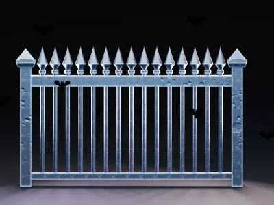 Stylized Halloween Props - Haunted Fence Low-poly 3D model