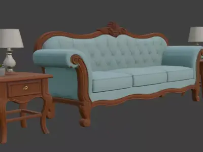Cartoon Sofa Set 3D model buy