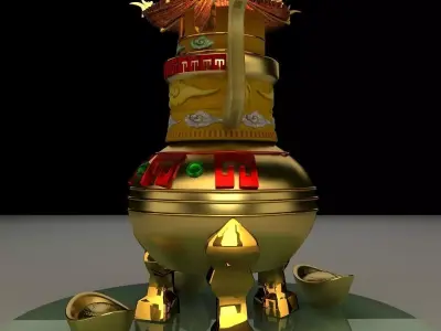 Chinese gold ingot 3D model
