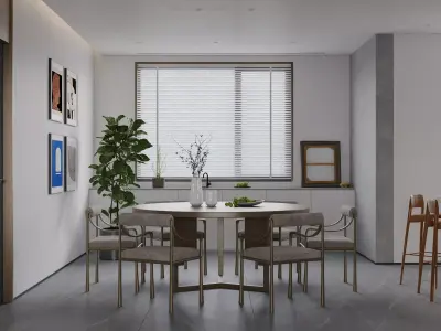 Modern living room dining room interior scenes 420 3D model