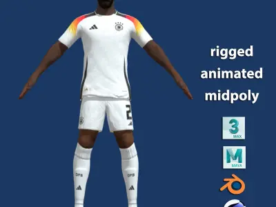 T-Pose Rigged Rudiger Germany Euro 2024 3D model