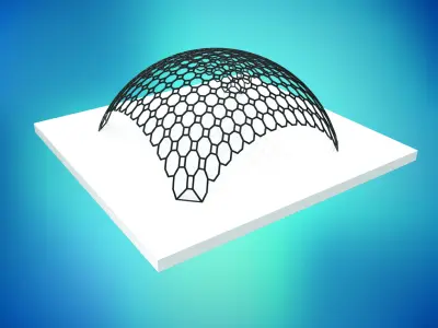 Dome octagonal pattern wire frame structure Low-poly 3D model