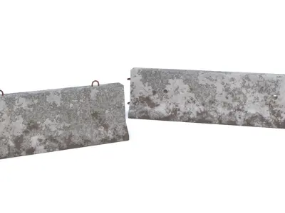 4 Game-Ready Concrete Jersey Barriers Low-poly 3D model