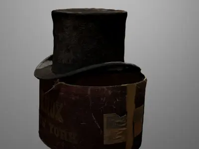 Top Hat and Hat box Model Low-poly 3D model