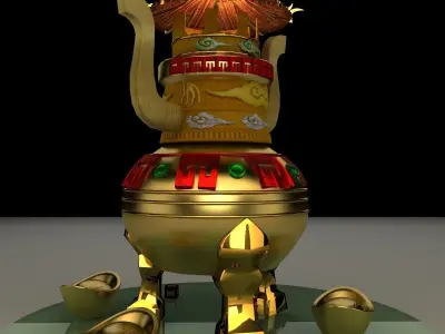 Chinese gold ingot 3D model