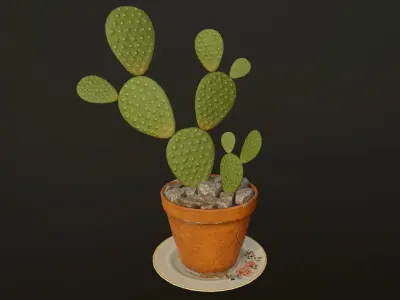 Cactus - PBR Game Ready in pot Low-poly 3D model