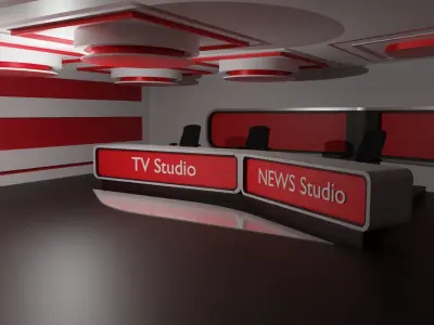 Virtual TV Studio Low-poly 3D model