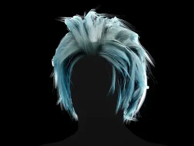 Realtime Hair - Messy men style Low-poly 3D model